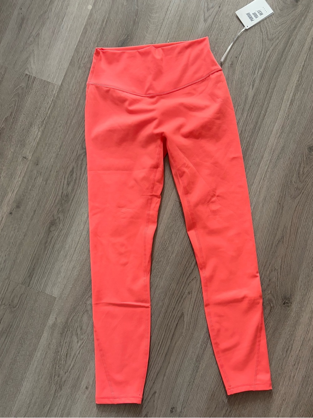 Women’s High-Waist Leggings in Coral Pink - PURSUE YOUR BEST - Picture 4 of 4